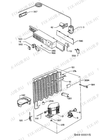 Взрыв-схема холодильника Electrolux EMK1000RE - Схема узла Functional parts